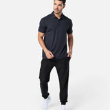 Mens Elemental Button Up Performance Polo Black - Blanklines