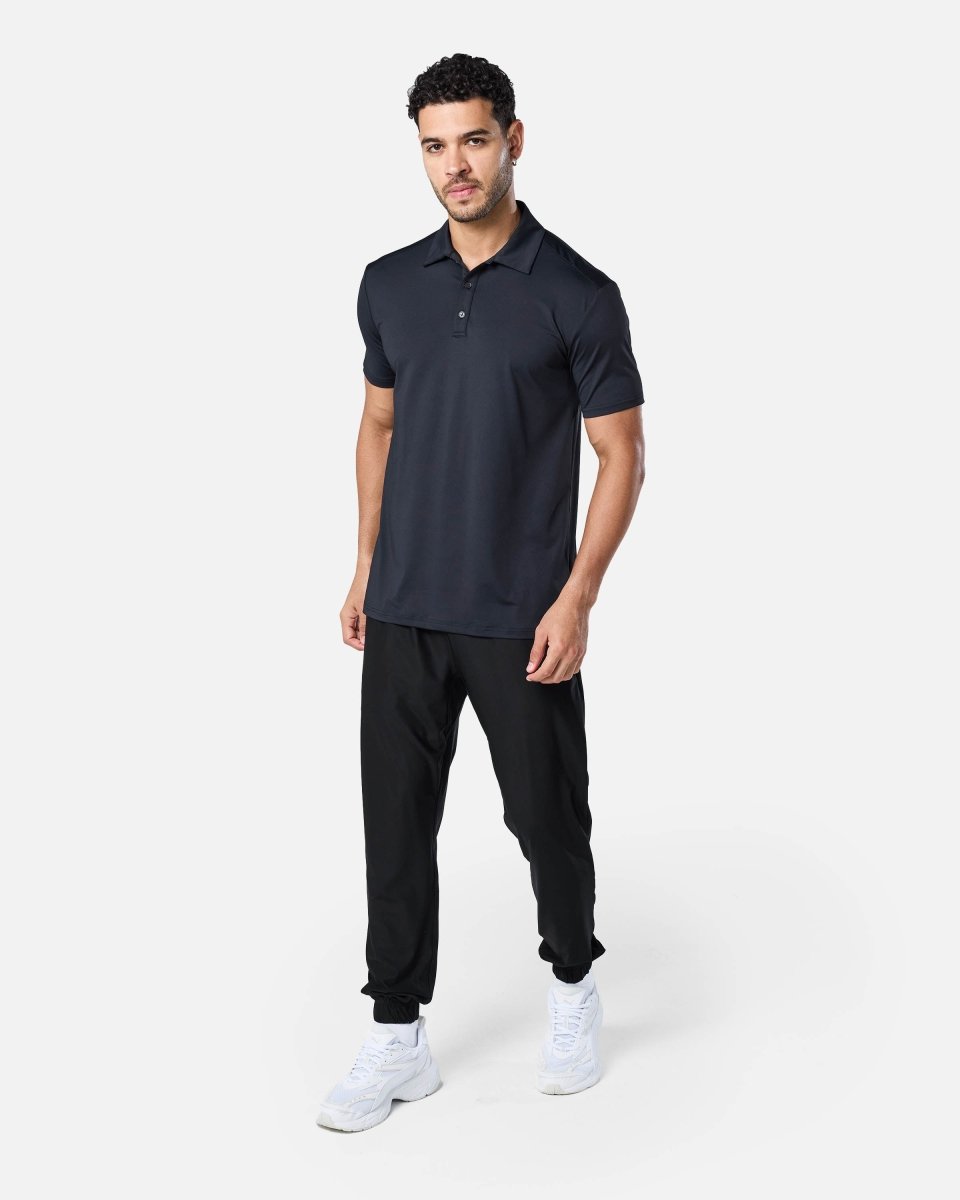 Mens Elemental Button Up Performance Polo Black - Blanklines