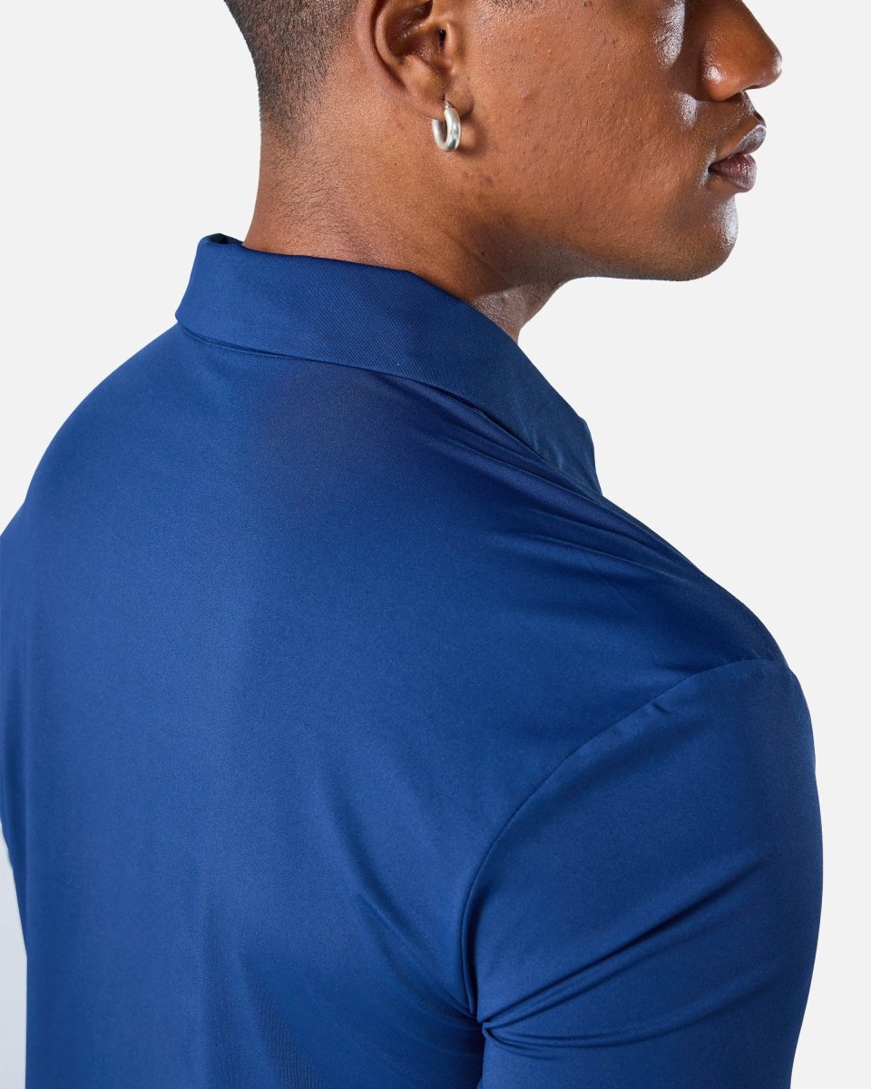 Mens Elemental Button Up Performance Polo Navy - Blanklines