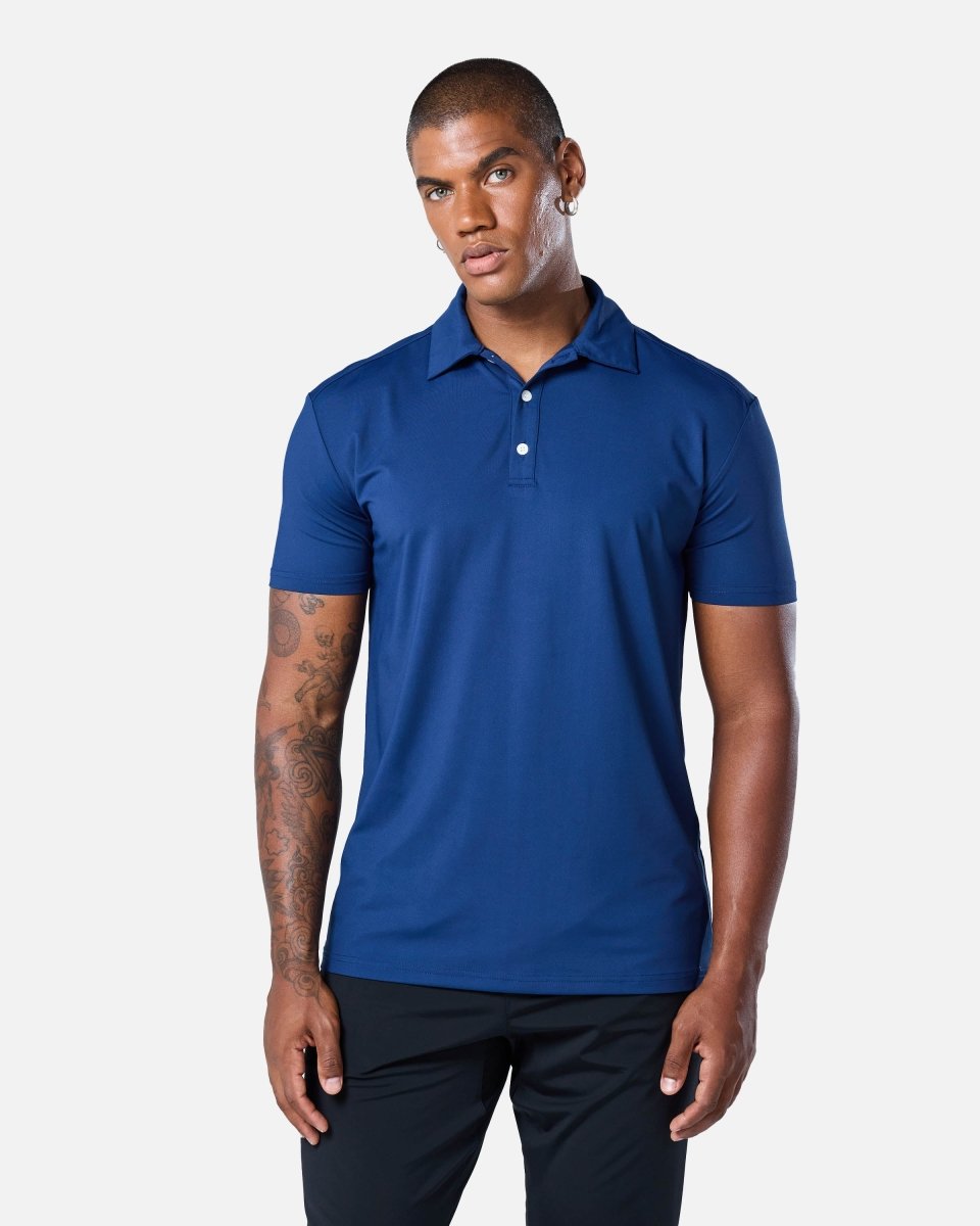 Mens Elemental Button Up Performance Polo Navy - Blanklines