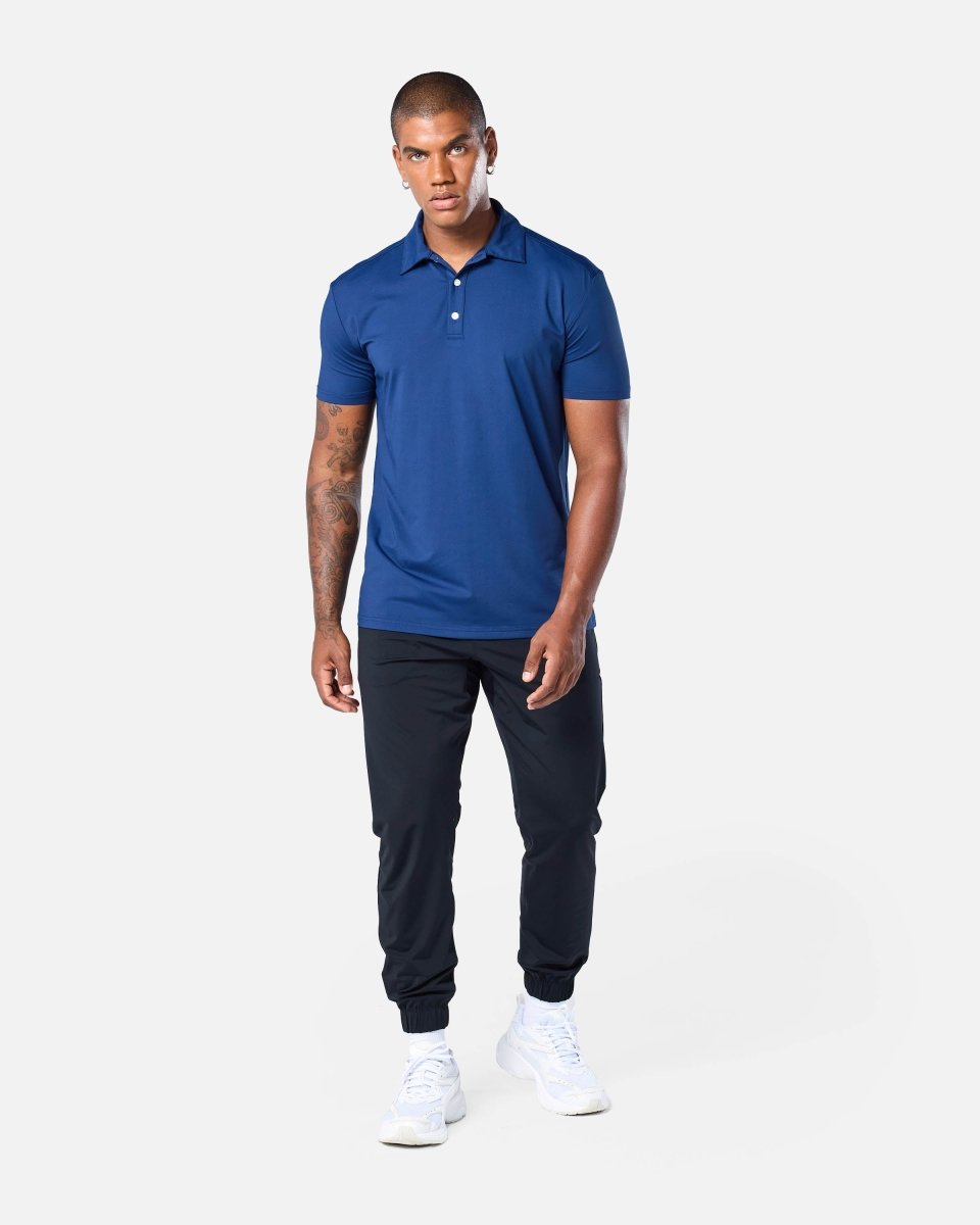 Mens Elemental Button Up Performance Polo Navy - Blanklines