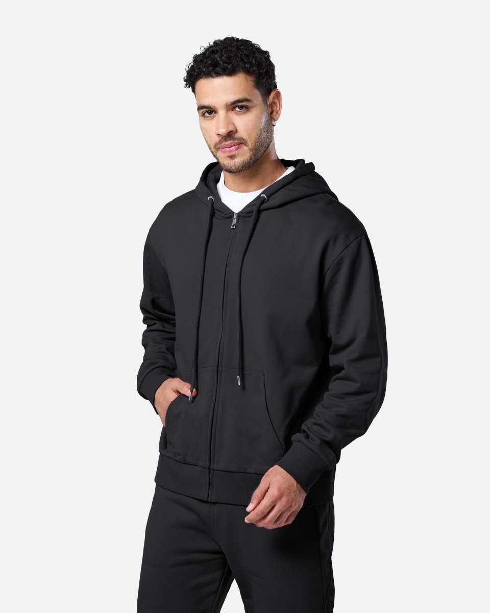 Mens Reset Oversized Zip Hoodie Black - Blanklines