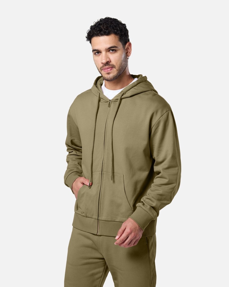 Mens Reset Oversized Zip Hoodie Khaki - Blanklines