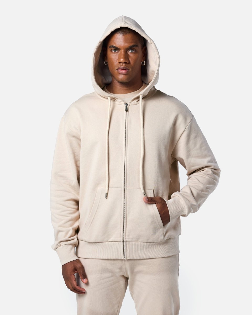 Mens Reset Oversized Zip Hoodie Oatmeal - Blanklines
