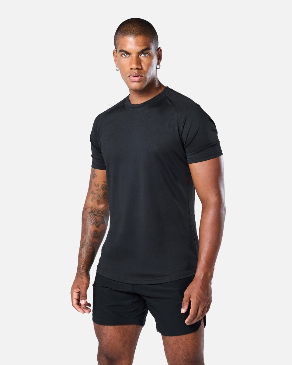 Mens Reset Raglan Performance Tee Black - Blanklines