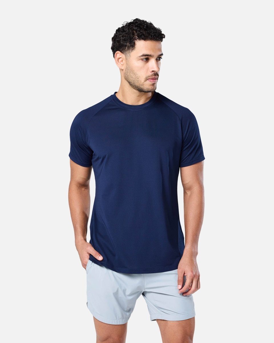 Mens Reset Raglan Performance Tee Navy - Blanklines