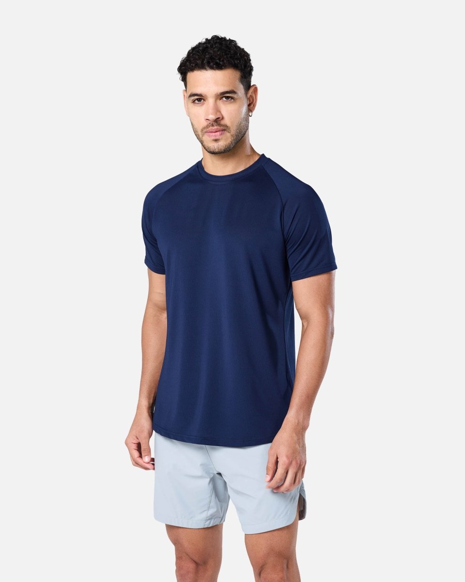Mens Reset Raglan Performance Tee Navy - Blanklines