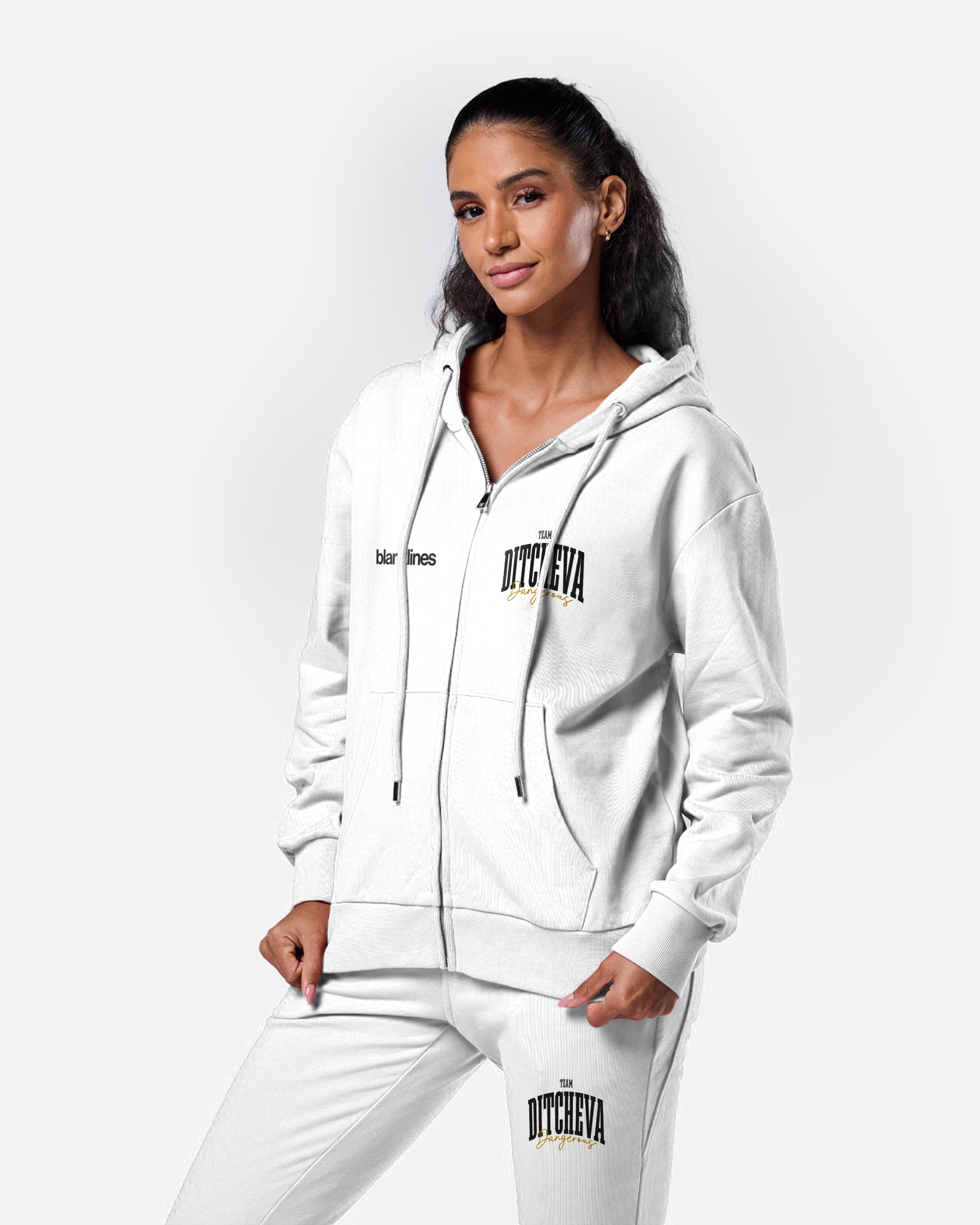 Dakota Ditcheva Womens Oversized Zip Hoodie Off-White