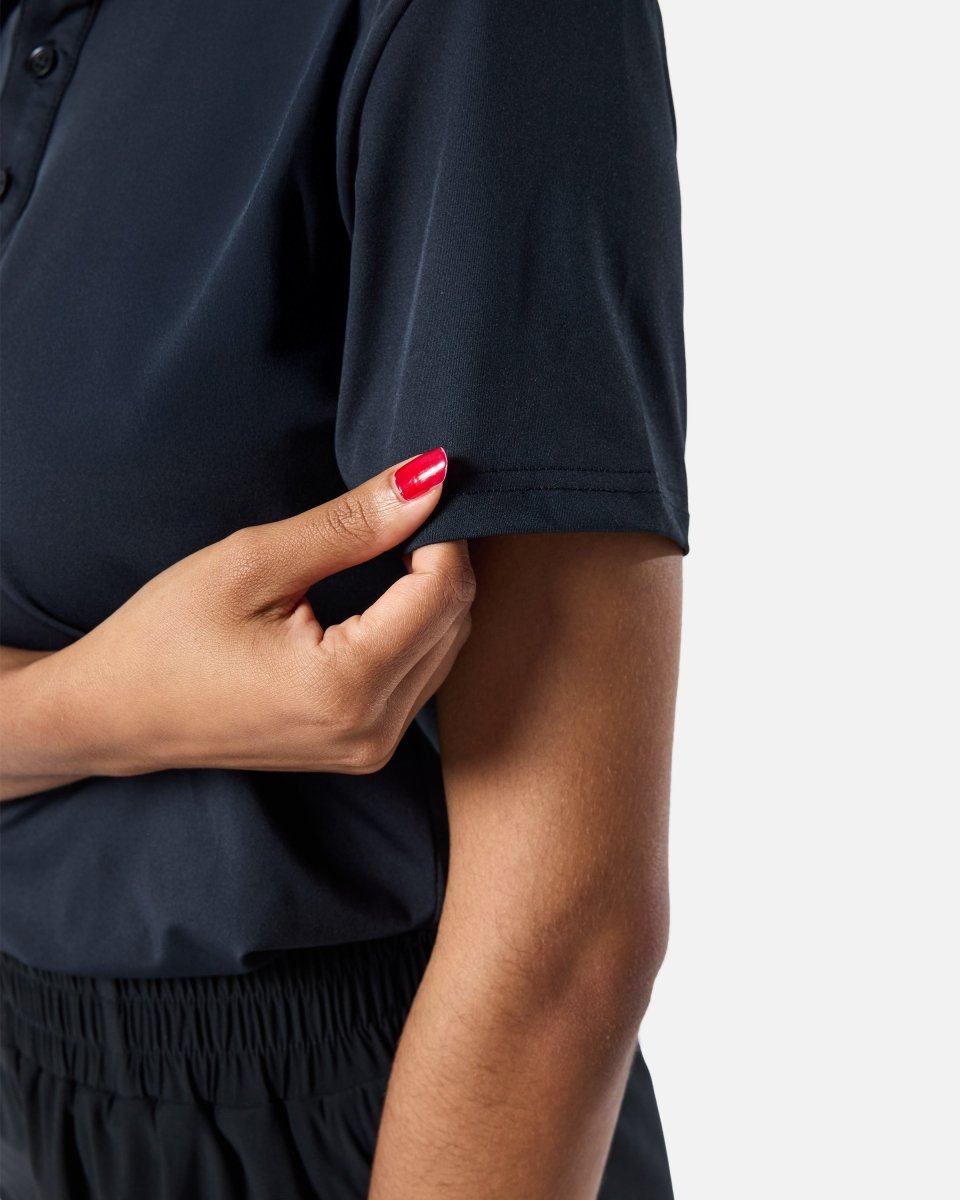 Womens Elemental Button Up Performance Polo Black - Blanklines