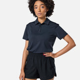 Womens Elemental Button Up Performance Polo Black - Blanklines