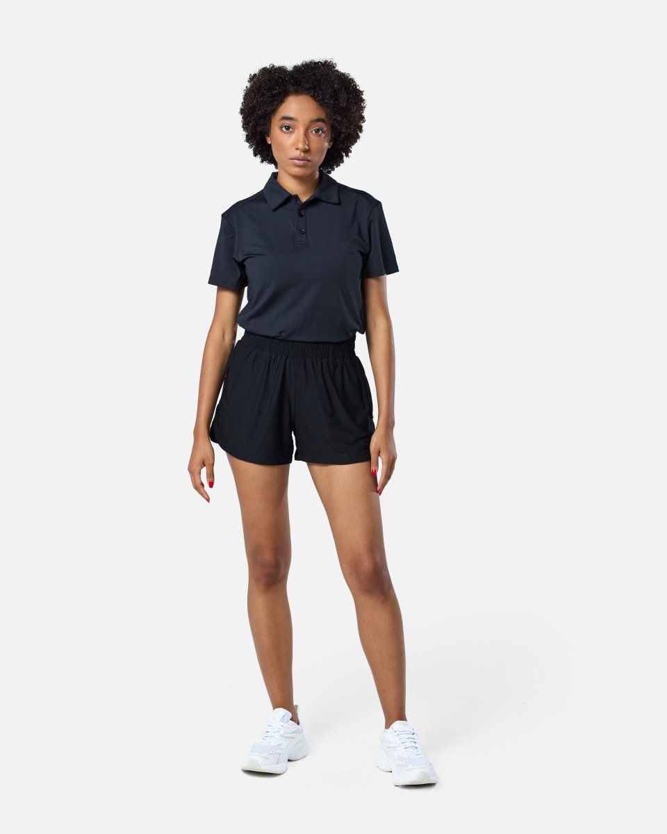Womens Elemental Button Up Performance Polo Black - Blanklines