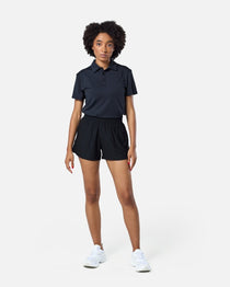 Womens Elemental Button Up Performance Polo Black - Blanklines