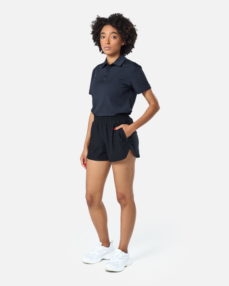Womens Elemental Button Up Performance Polo Black - Blanklines