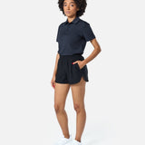 Womens Elemental Button Up Performance Polo Black - Blanklines