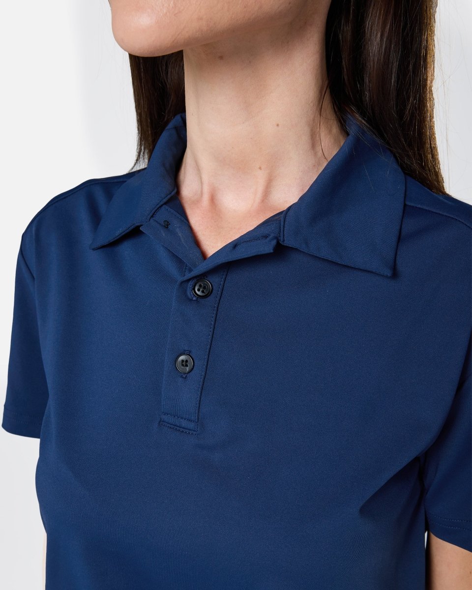 Womens Elemental Button Up Performance Polo Navy - Blanklines