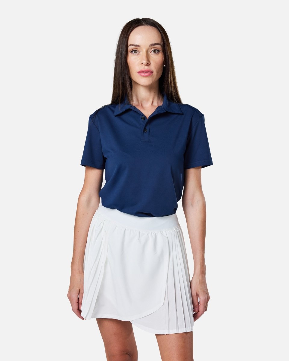 Womens Elemental Button Up Performance Polo Navy - Blanklines