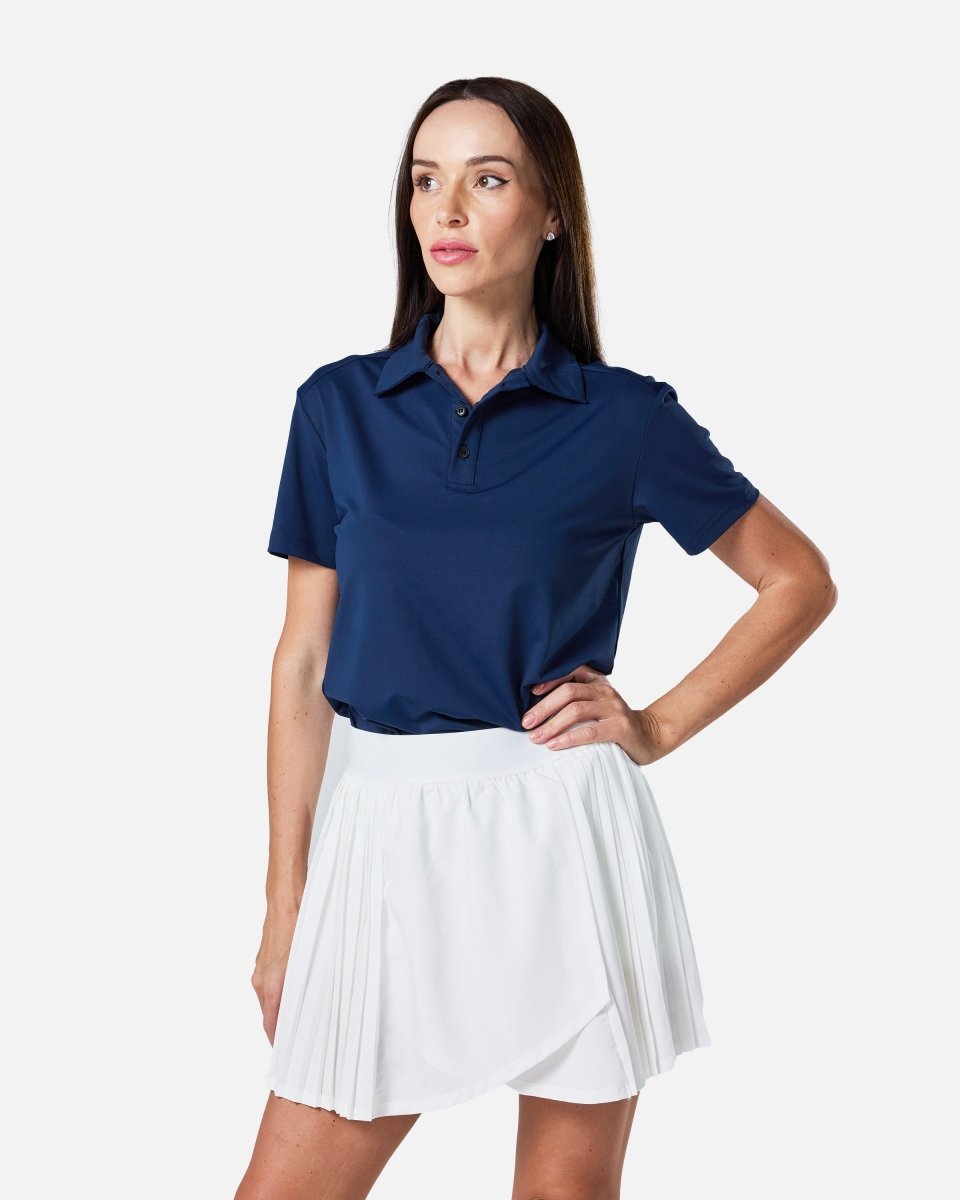 Womens Elemental Button Up Performance Polo Navy - Blanklines