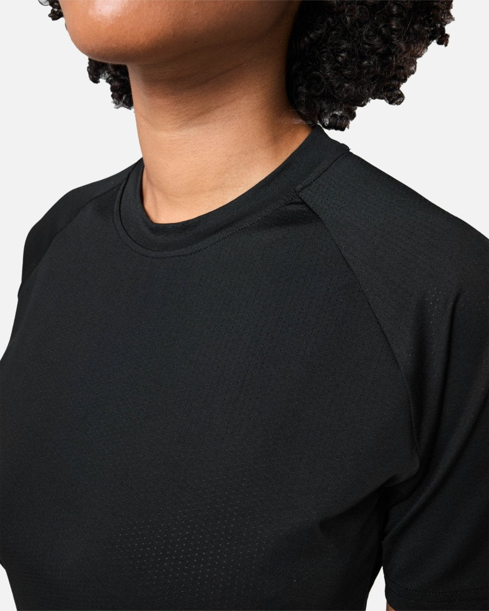 Womens Reset Raglan Performance Tee Black - Blanklines